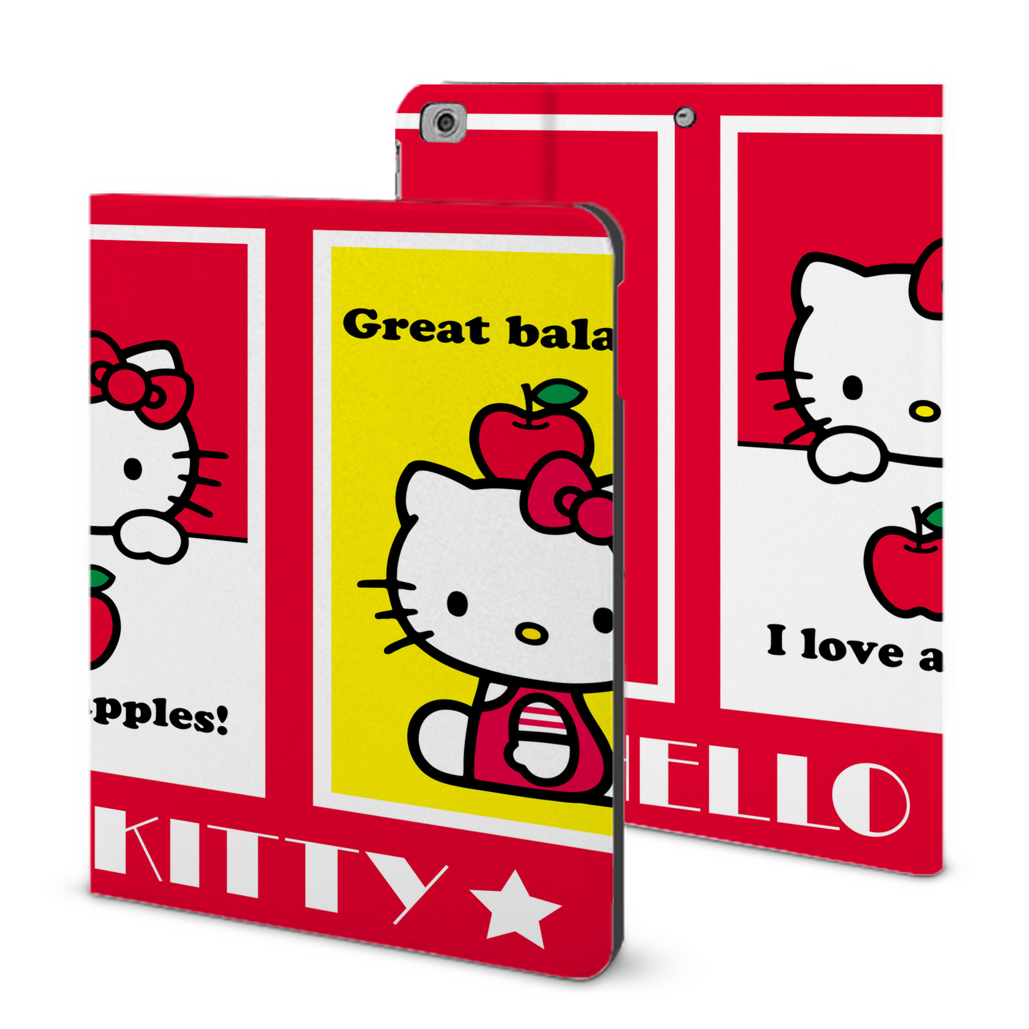 （画像用） Hello Kitty ハローキティ IPad ケース ブック型 PUレザー TPU 耐衝撃 軽量 薄型 ペン収納なし 全面保護 IPad 各モデル対応